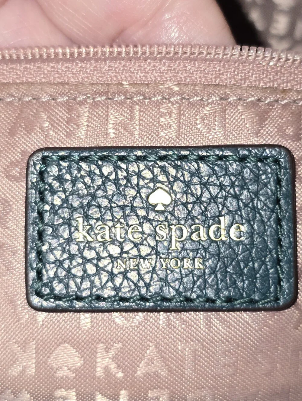 Kate Spade Vintage Reilly Larchmont Avenue satchel, dark teal pebbled leather.